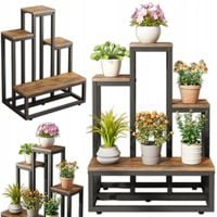 Kwietnik stojący industrialny stojak na kwiaty rustykalny brąz wysoki 67 cm