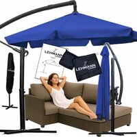 PARASOL OGRODOWY DUŻY SKŁADANY SOLIDNY Z WYSIĘGNIKIEM i FALBANĄ + POKROWIEC