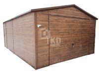 Garaż Blaszany 4x5 drzwi - ciemny orzech - drewnopodobny TKD87