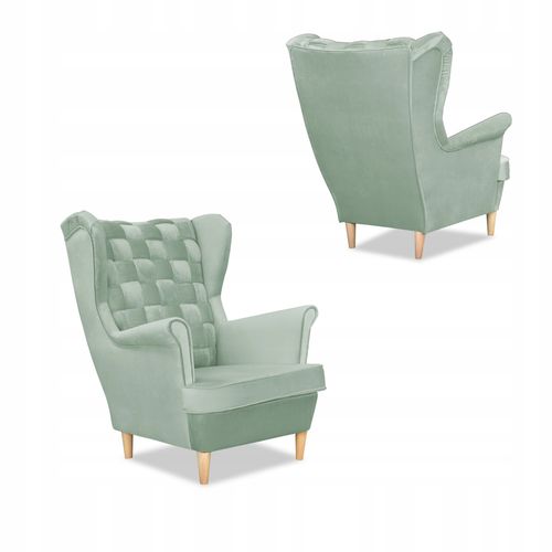 Zestaw wypoczynkowy Carol sofa fotele paski Family Meble seledynowy na Arena.pl