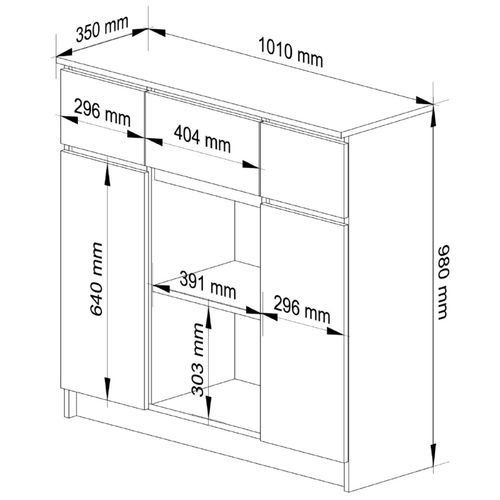 Komoda 101 cm pojemna 2 drzwi 3 szuflady 6 półek - dąb artisan na Arena.pl