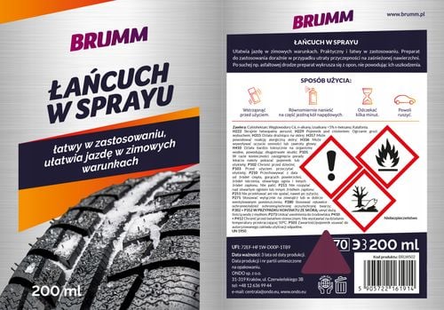 ŁAŃCUCH ŚNIEGOWY W SPRAYU BRUMM NA OPONĘ 200 ml na Arena.pl