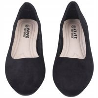 CZARNE BALERINKI DAMSKIE BUTY WSUWANE PŁASKIE GŁADKI WKŁADKA EKOSKÓRA