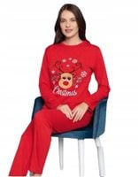 Damska piżama z bawełny ocieplana świąteczna na prezent zimowa XL