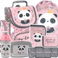 TORNISTER SZKOLNY Z PANĄ DLA DZIEWCZYNKI DO 1 KLASY MIŚ PANDA ZESTAW 5w1