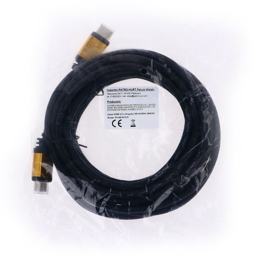 KABEL PRZEWÓD HDMI - HDMI 2.0 5M UHD 2160P 4K 60Hz 3D 48bit 18GBPS HDR 5M na Arena.pl
