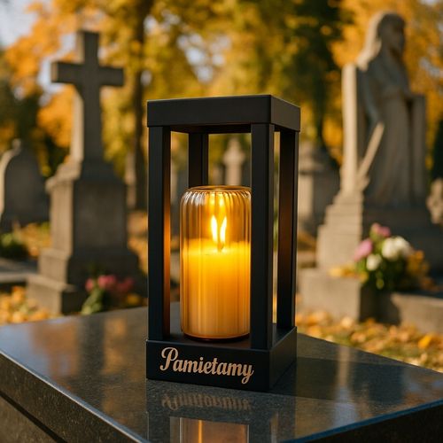 Solarny znicz LED STATUETKA NA CMENTARZ GRÓB DUŻA wieczna lampka na baterie na Arena.pl