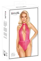 kissable body l/xl rożowe koronkowe elastyczne z wiązaniem na szyi