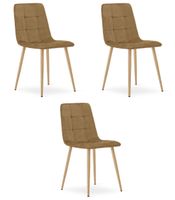 Krzesło do jadalni brązowe welurowe KARA do salonu kuchni stabilne x3