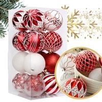 komplet bombek bożonarodzeniowych 16 sztuk w opakowaniu średnica 8cm białe