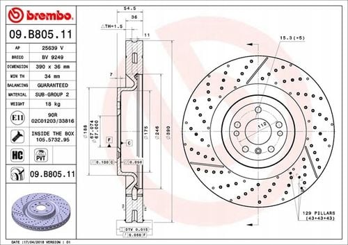 TARCZA HAM PRZOD 390X36 V BREMBO na Arena.pl