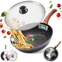 Wok GRANITOWY patelnia głęboka do smażenia duszenia potraw 28 cm z pokrywką