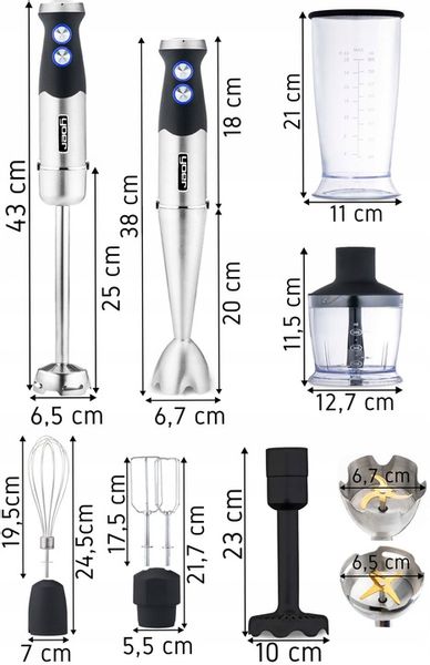 8w1 Blender ręczny Wielofunkcyjny Yoer +Tytanowe ostrza 1500W +14 ELEMENTÓW zdjęcie 5