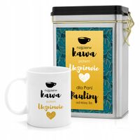 Puszka na kawę z kubkiem DZIEŃ NAUCZYCIELA nadruk