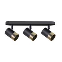 Tobi lampa sufitowa listwa czarny 3x15W GU10 klosz czarny+złoty