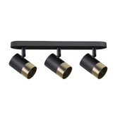 Tobi lampa sufitowa listwa czarny 3x15W GU10 klosz czarny+złoty