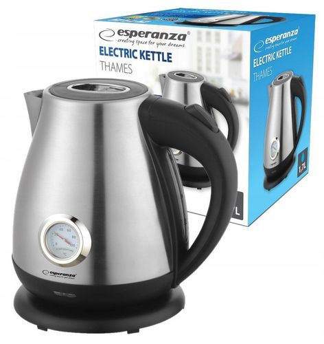 STYLOWY CZAJNIK ELEKTRYCZNY Z TERMOMETREM 1.7 L INOX 2200W STAL NIERDZEWNA na Arena.pl