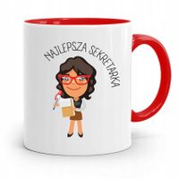 Kubek Czerwony Prezent Dla Najlepszej Sekretarki Z Nadrukiem Ze Zdjęciem
