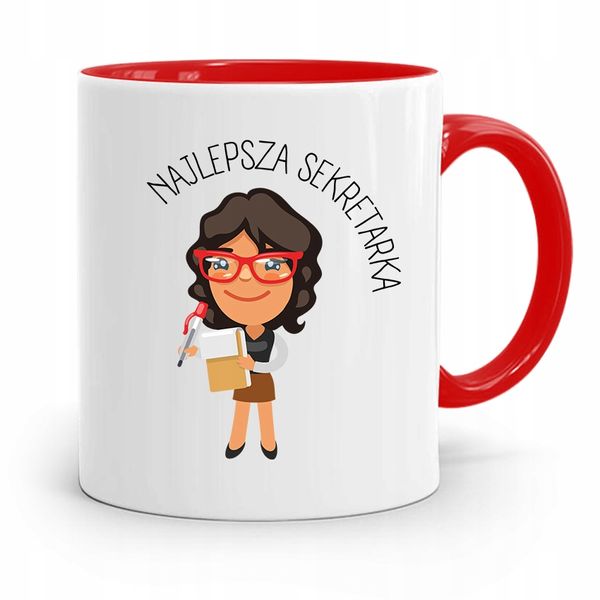 Kubek Czerwony Prezent Dla Najlepszej Sekretarki Z Nadrukiem Ze Zdjęciem zdjęcie 1