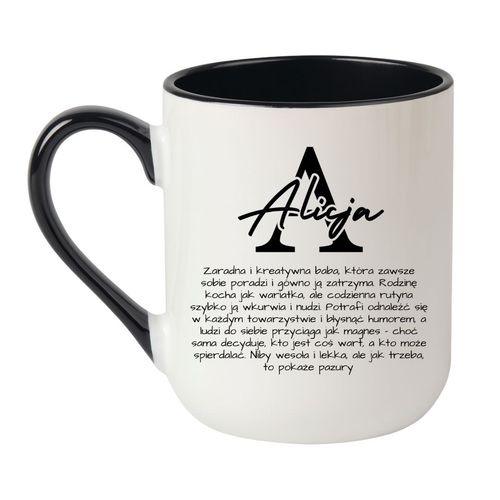 KUBEK Z IMIENIEM "ALICJA" Wzór - Elegant Coffee Czarny 330 ml na Arena.pl