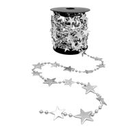 ŁAŃCUCH CHOINKOWY SREBRNY długi 10m girlanda świąteczna koralikowa GWIAZDKI