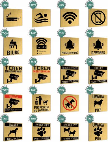 Tabliczka DOWOLNY TEKST BASEN Tablica nierdzewna PIKTOGRAM ALUMINIUM ZŁOTA na Arena.pl