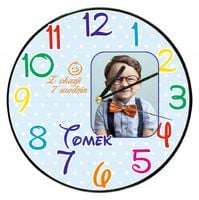 ZEGAR PREZENT DLA DZIECKA NA URODZINY dużo wzorów + twoje zdjęcie grafika