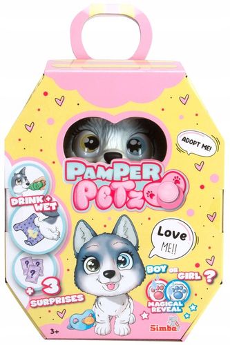 PAMPER PETZ PIESEK HUSKY PIJE SIKA PIELUSZKOWY GANG 20 CM + BUTELKA SMOCZEK na Arena.pl