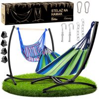 Stelaż na hamak czarny 2w1 + hamak + krzesło brazylijskie
