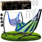 Stelaż na hamak czarny 2w1 + hamak + krzesło brazylijskie