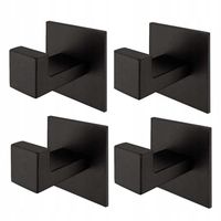 Wieszak na Ręczniki Łazienkowy Czarny Metalowy Ścienny Uchwyt 4 sztuki