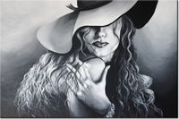 120CM 80CM OBRAZ ŚCIENNY SZARA DAMA