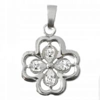 SREBRNY WISIOREK CZTEROLISTNA KONICZYNKA Z CYRKONIAMI PRÓBA SREBRA 925