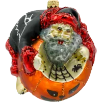Bombka choinkowa szklana: Mikołaj na Halloweenowej dyni