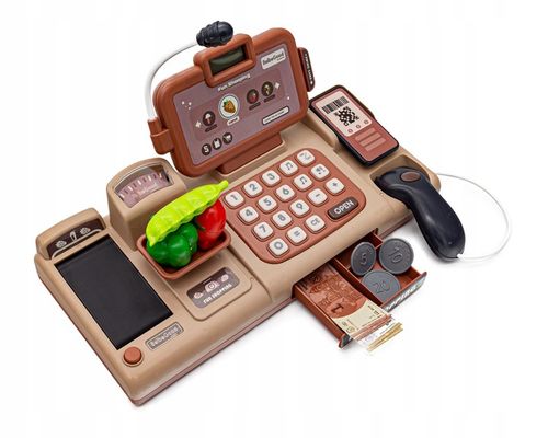 Kasa Fiskalna Edukacyjna Sklepowa Waga Koszyk Czytnik Kodów Monety Mikrofon na Arena.pl