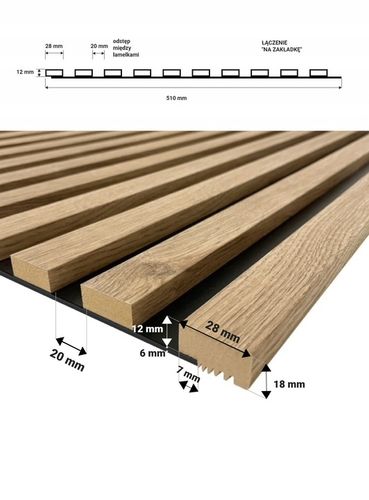 LAMELE ŚCIENNE DĄB WOTAN NA FILCU CZA 510x2750mm na Arena.pl