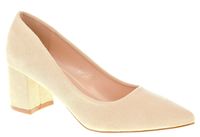 Czółenka zamszowe na słupku 6 cm. szpic beżowe Rozmiar obuwia - 40
