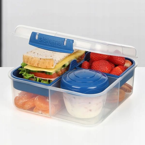 ŚNIADANIÓWKA SISTEMA LUNCHBOX POJEMNIK BOX BENTO 1250 ml Z PRZEGRÓDKAMI SOS zdjęcie 3
