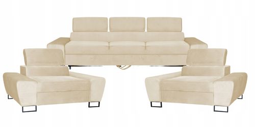 Zestaw mebli wypoczynkowych salonu Bosso Sofa 3os fotele beż na Arena.pl