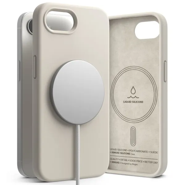 Etui Ringke Silicone Magsafe na iPhone 16e - beżowe zdjęcie 1