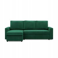 KANAPA NAROŻNIK NEO ZIELONY Nowoczesny Rogówka Rozkładana KRONOS VELVET