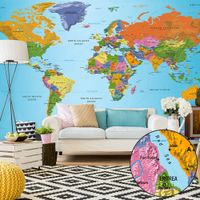 Fototapeta XXL - Mapa świata: Kolorowa geografia II 500x280