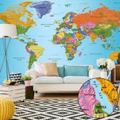 Fototapeta XXL - Mapa świata: Kolorowa geografia II 500x280