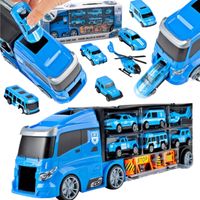 ZESTAW CIĘŻARÓWKA TRANSPORTER 3w1 POLICJA POJAZD NIEBIESKI WOOPIE AKCESORIA