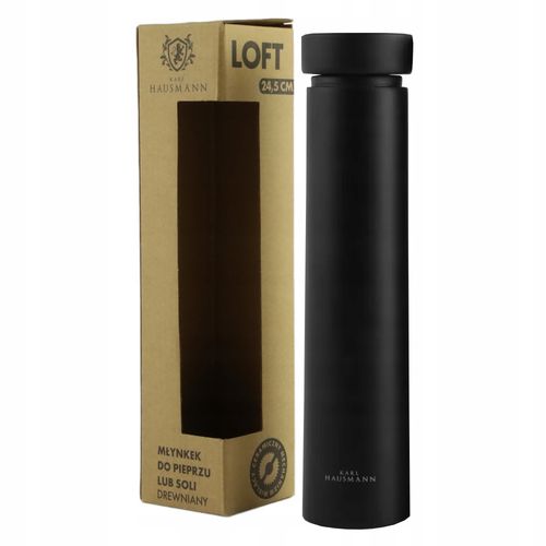 RĘCZNY MŁYNEK DO MIELENIA SOLI PIEPRZU PRZYPRAW CZARNY DREWNIANY 24,5 CM na Arena.pl