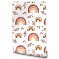 Tapeta W Rolce Dla Dziewczynki Akwarele TĘCZE Liście Natura Styl Boho