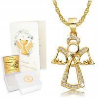 Złoty Łańcuszek Medalik Aniołek Chrzest Dziecka Komunia Bierzmowanie Roczek