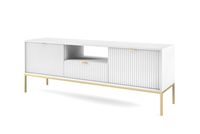 Biała szafka pod telewizor Nova RTV-154 złoty stelaż