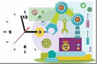 60CM 40CM ZEGAR OBRAZ KOLOROWA MASZYNA DRUK PŁÓTNO RAMA