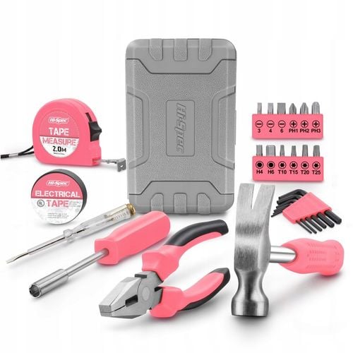 Hi-Spec 24pc różowy mały zestaw narzędzi ręcznych do naprawy DIY na Arena.pl